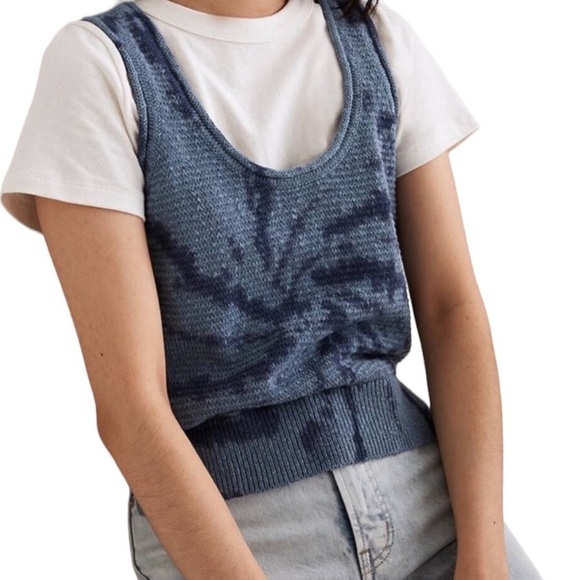 Madewell Tie Dye Fairview Sweater Tank Blue Sz XXS - Picture 1 of 9